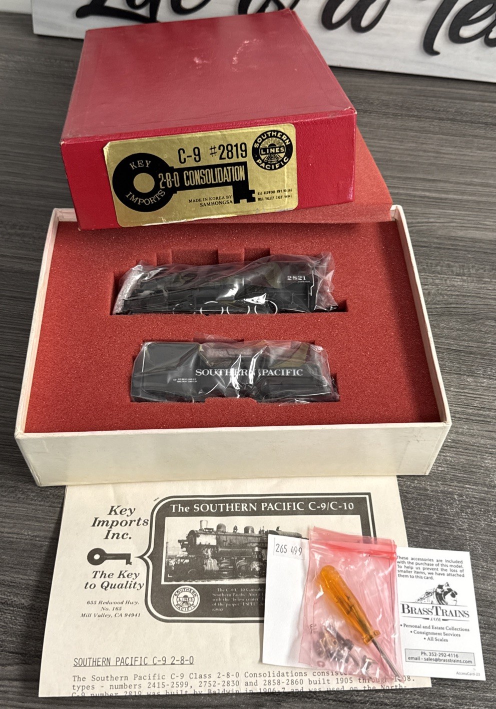 Key Imports HO Brass Consolidation Southern Pacific 2-8-0 C-9 C/Ptd. #2821 LNIB!