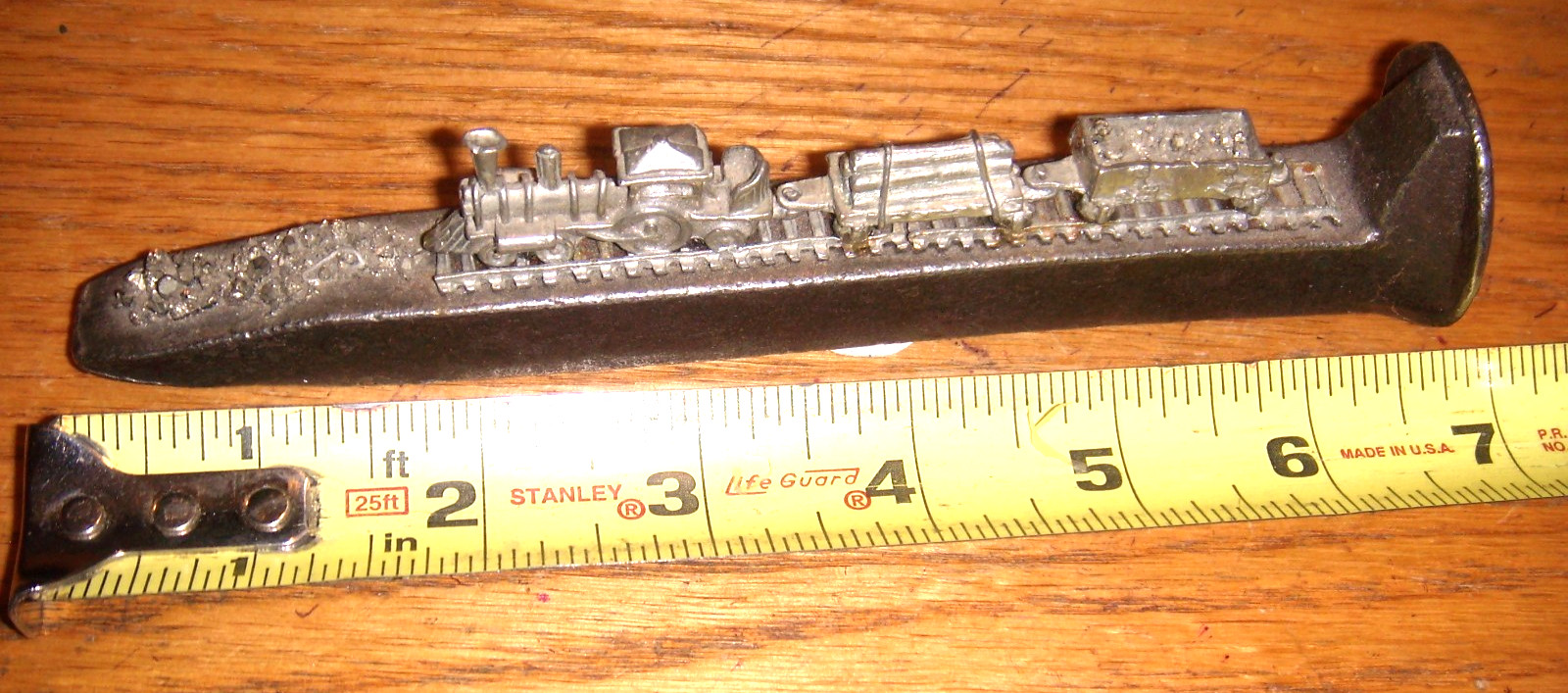 PEWTER RAILROAD SPIKE STEAM ENGINE / LOG CAR/ COAL CAR,