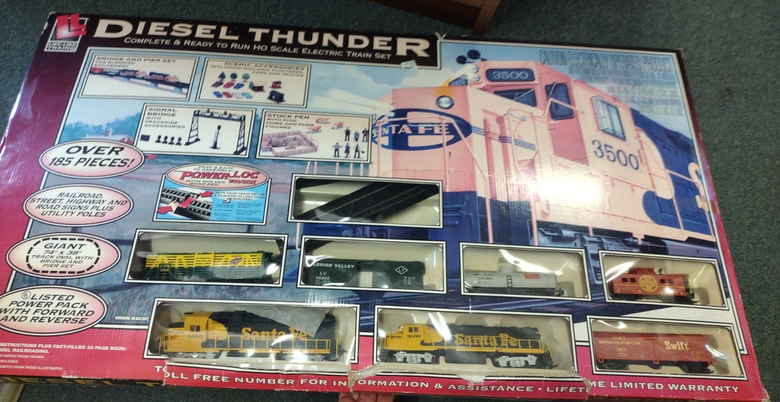 NEW Vintage DIESEL THUNDER Train Set 185 Pieces IOB!!