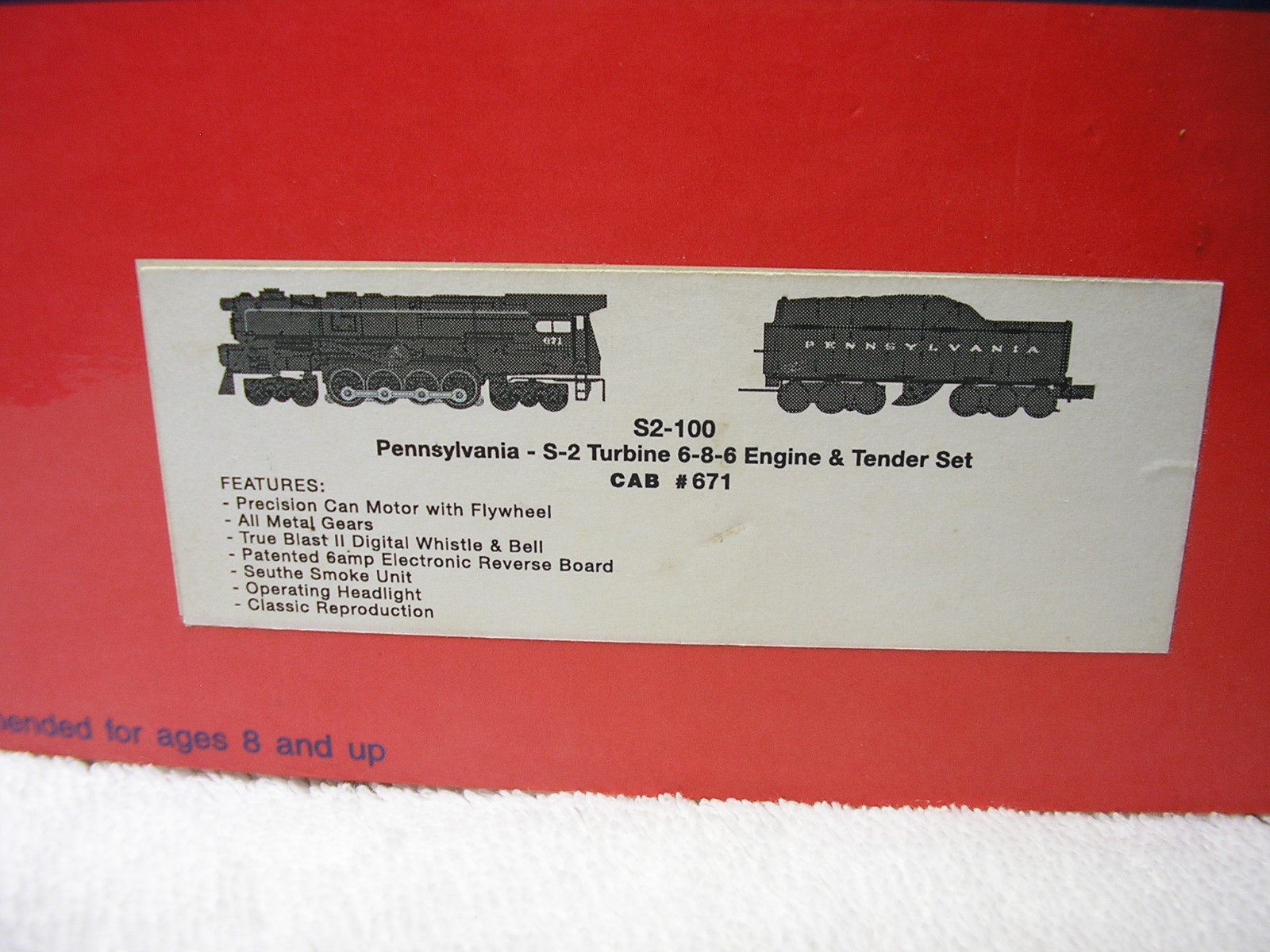 Williams S2-100 S-2 Turbine 6-8-6 w/ Lionel 2046W-50 Tender, Needs Motor, TLC