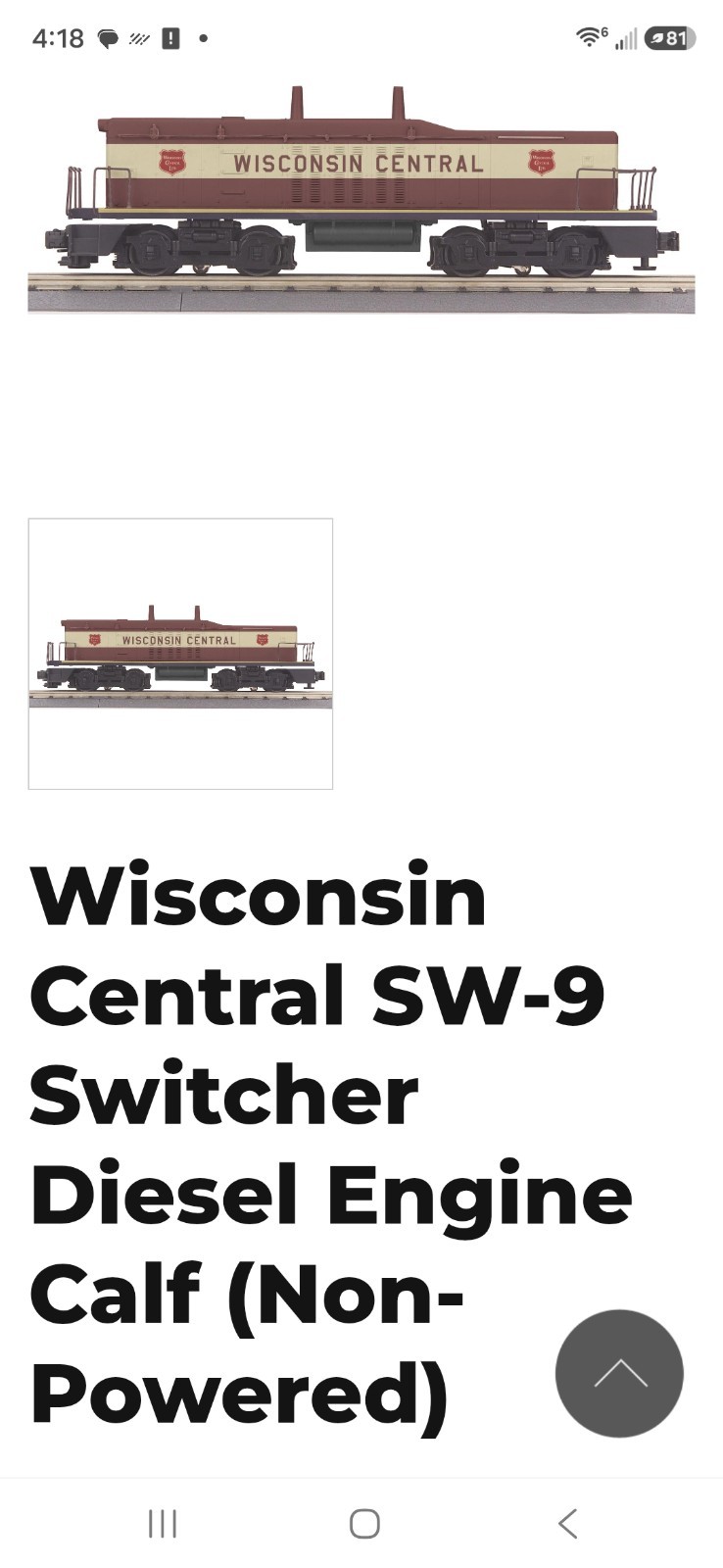 MTH RailKing Wisconsin Central SW-9 Diesel Engine (Non Powered) 30-2613-3 NIB