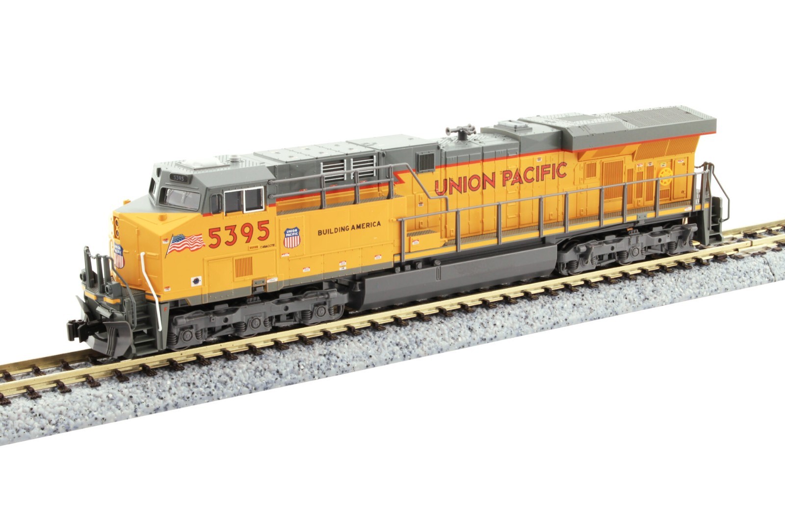 NIB KATO 176-8965 ES44AC Union Pacific #5395 (Nose Flags) – DC N Scale