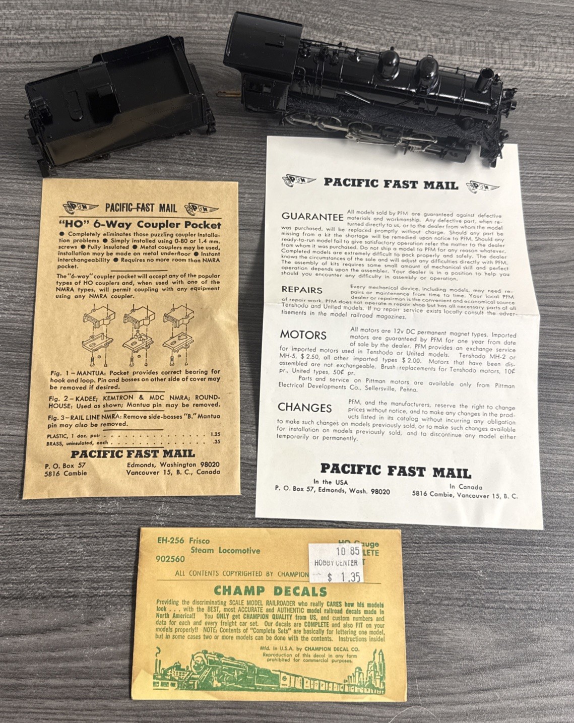 Pacific Fast Mail HO Brass Decapod FRISCO 2-10-0 Russian Painted Black & Tested!