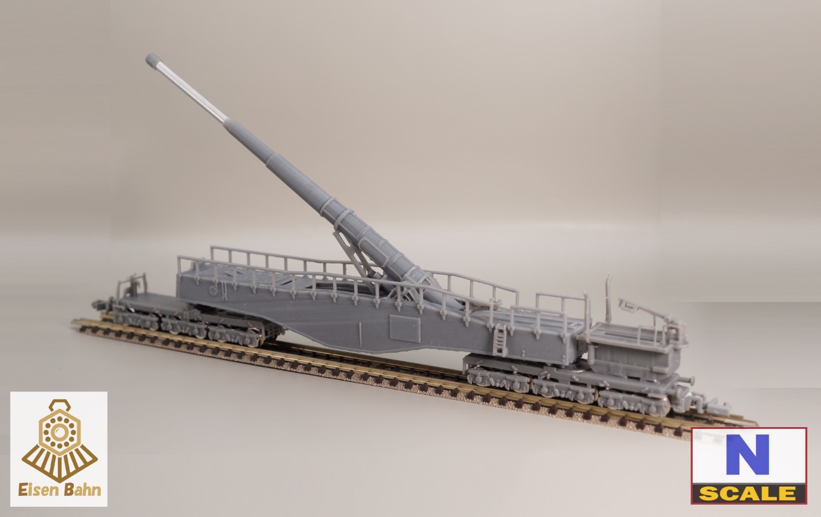 1/160 (N-scale) WWII German K5 railway Gun /w wheels & coupliers resin kit