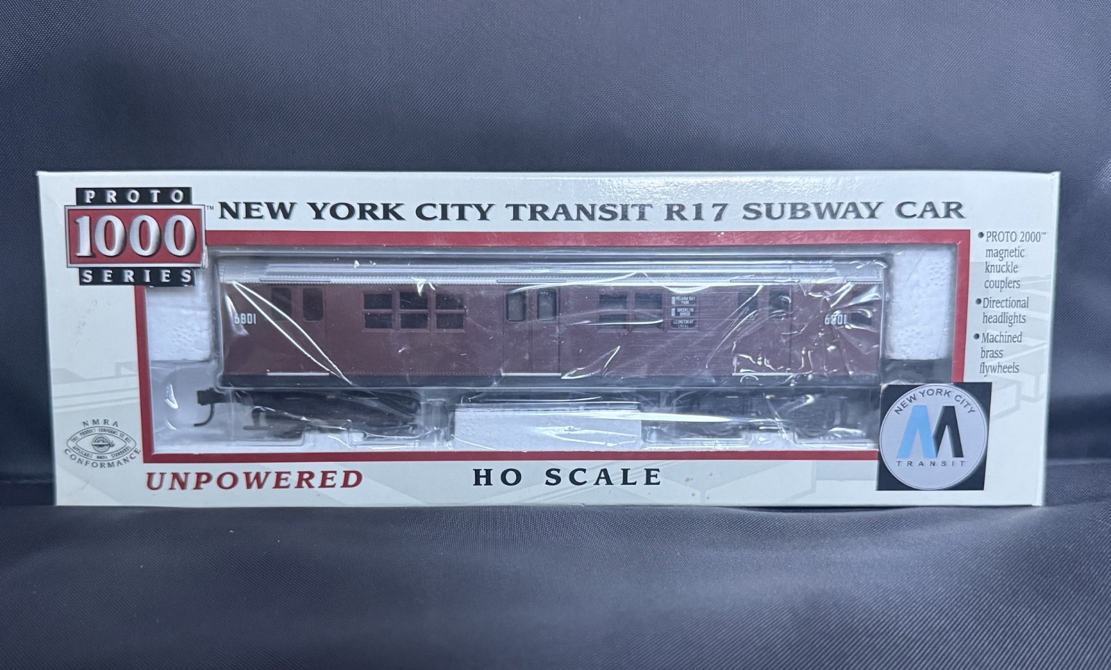 HO Scale Proto 1000 30166 NYCT “Red Bird” R17 Subway Cars #6801, 08 – Unpowered