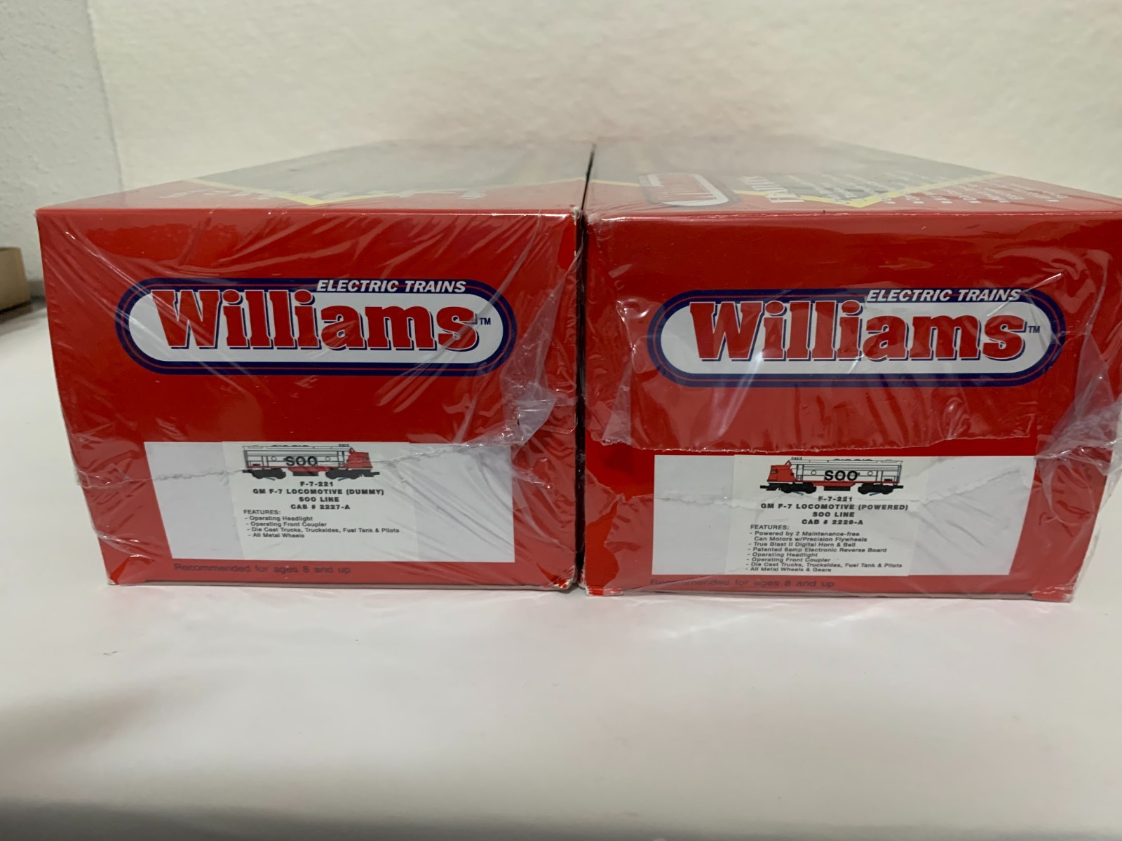 WILLIAMS ‘O’ F-7-221, SOO LINE F-7 SET #2229-A (POWERED) & #2227-A (DUMMY) NIBs