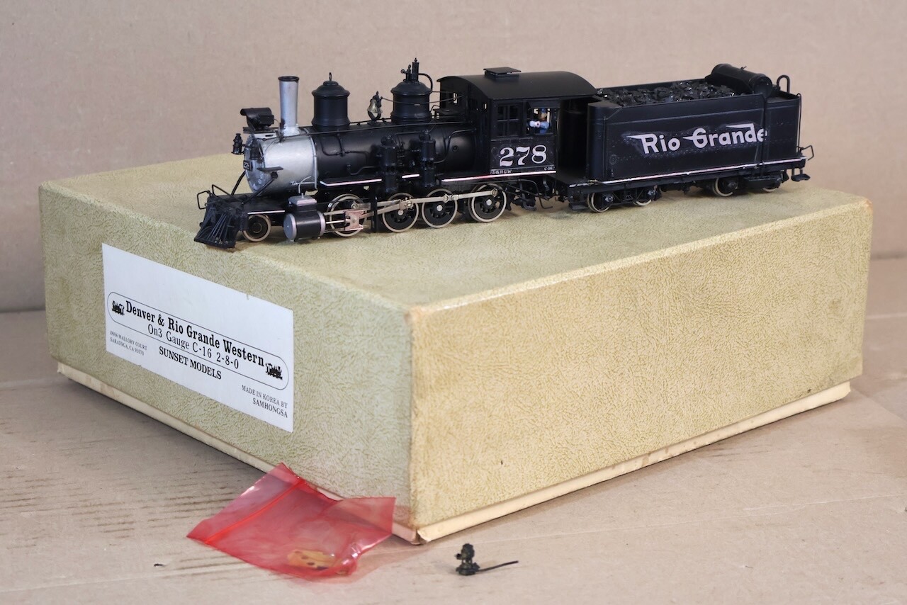 SUNSET MODELS On3 DENVER & RIO GRANDE D&RGW 2-8-0 CLASS C-16 LOCOMOTIVE 278 om