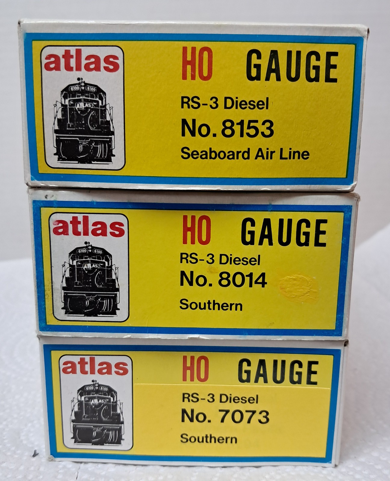 Atlas (Kato) HO RS-3 locos – Southern/Seaboard – EUC/orig box – you pick – 50 ea