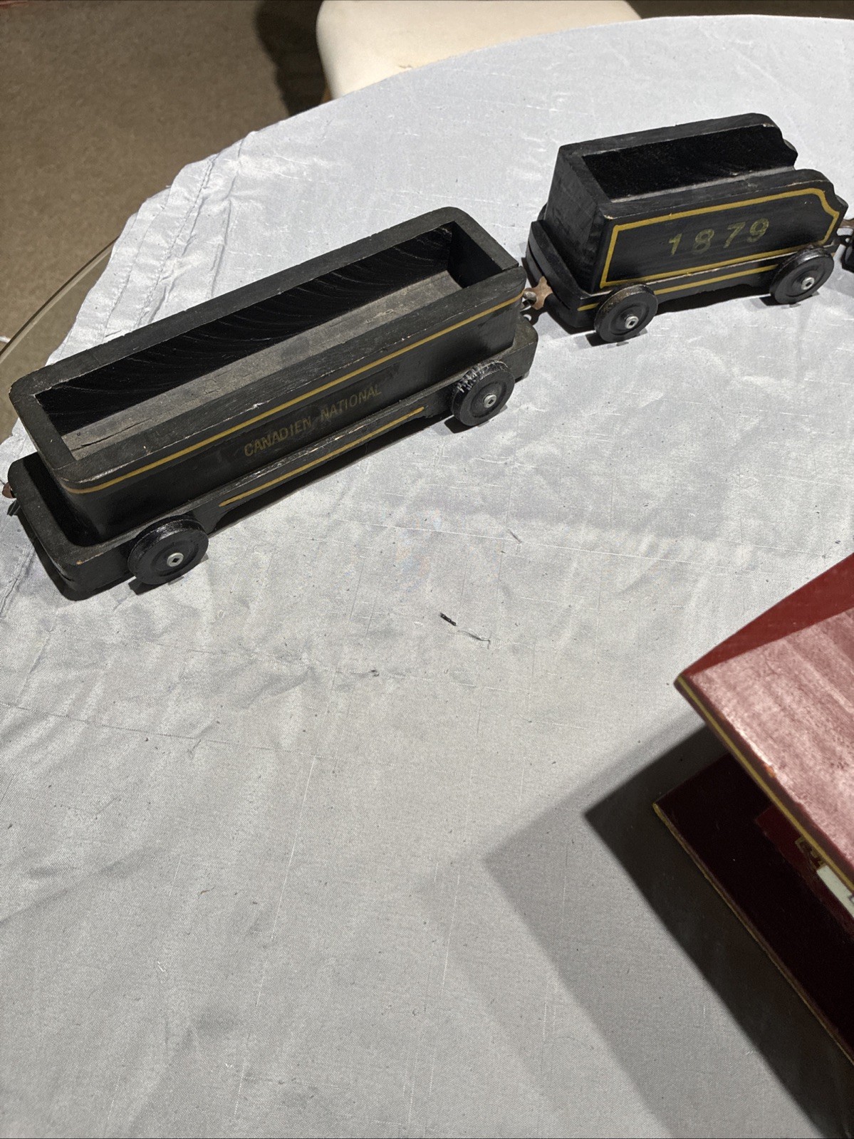 Quebec Canada Folk Art Wooden Train Set Handmade 1950s Drummondville CN/CP CRINO