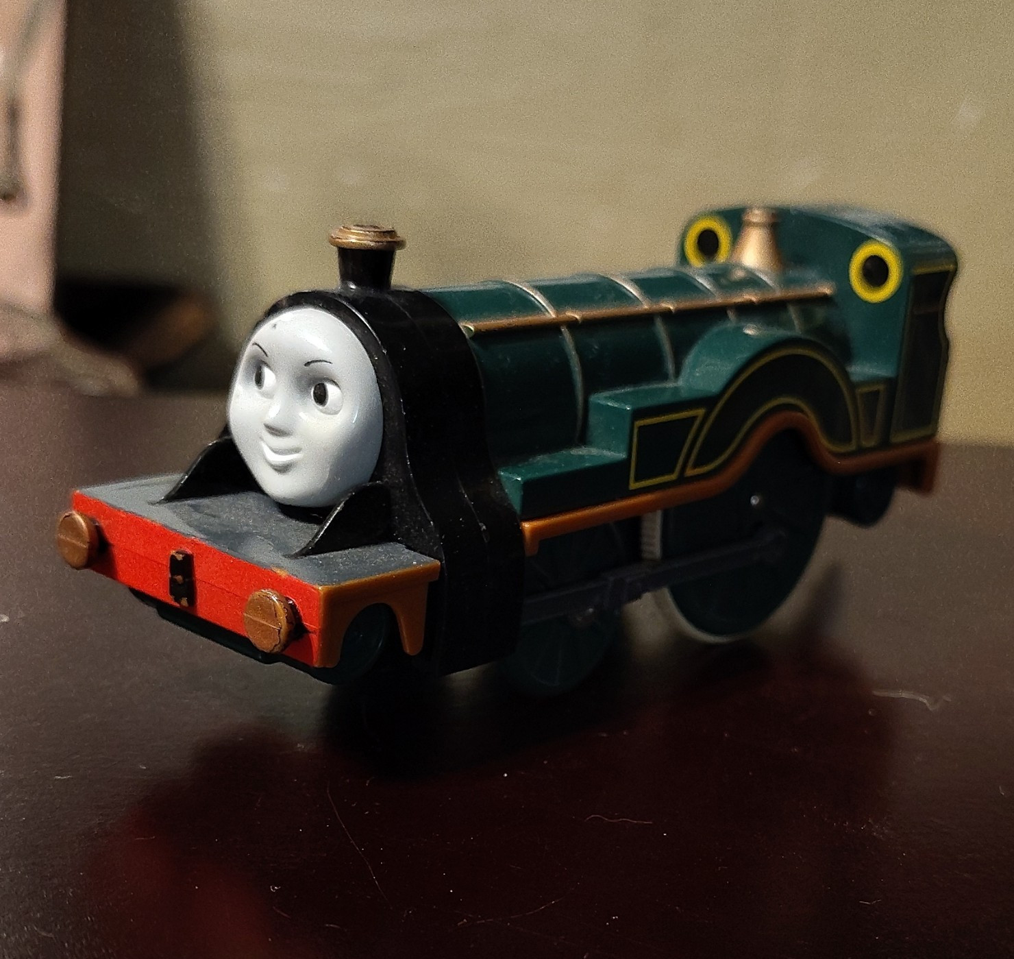 HO Locomotive Plastic Green Black Gold Red Model Train Engine Used