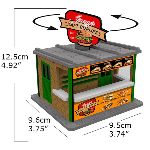 4 X Fast Food Stands w/Rotating Banners O Scale 1:45 (Save $31) for Model Train