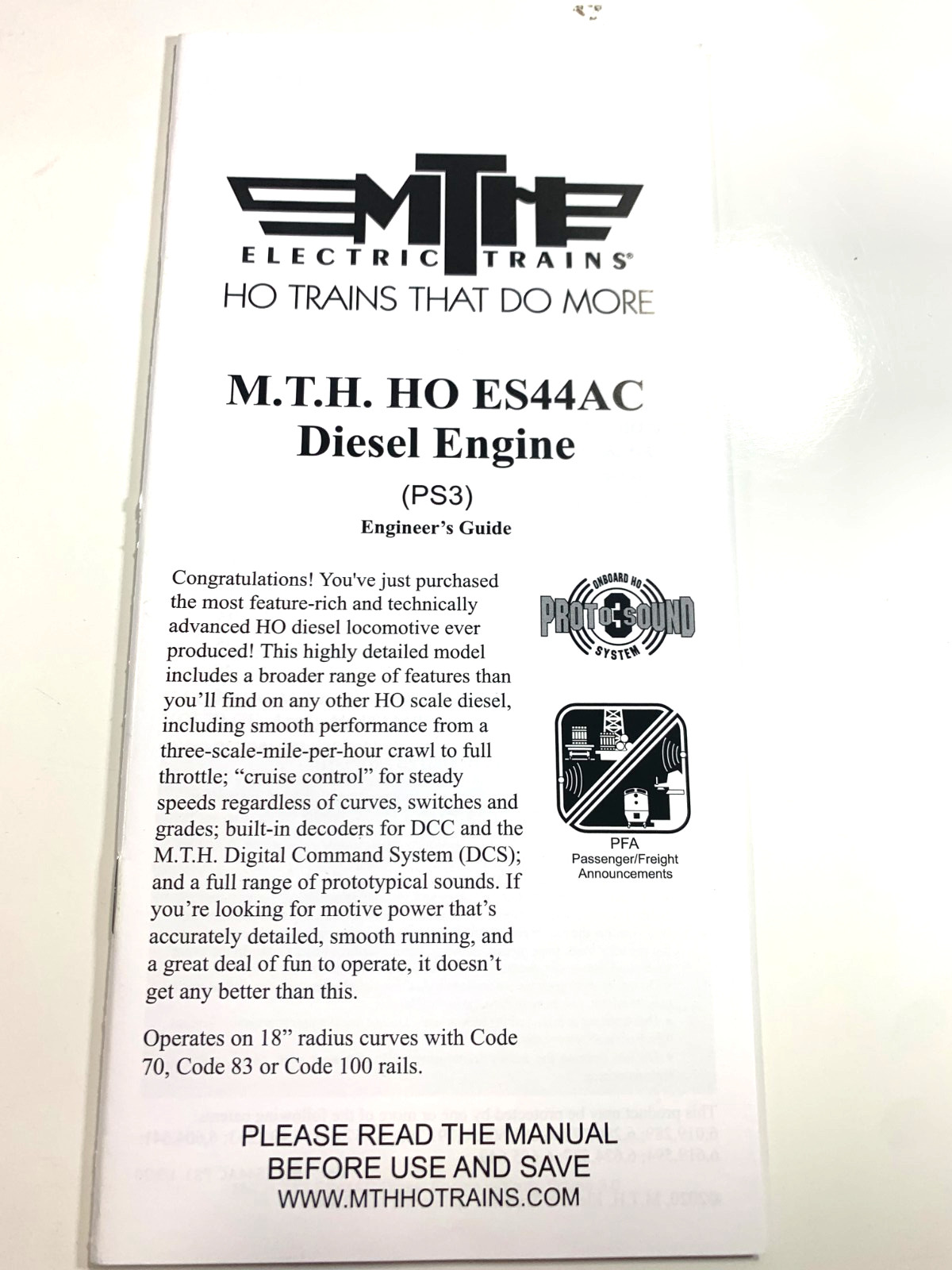 HO MTH 80-2415-1 Trump ES44AC Diesel #2020 w/ Proto 3.0 & Flashing Lights /Voice