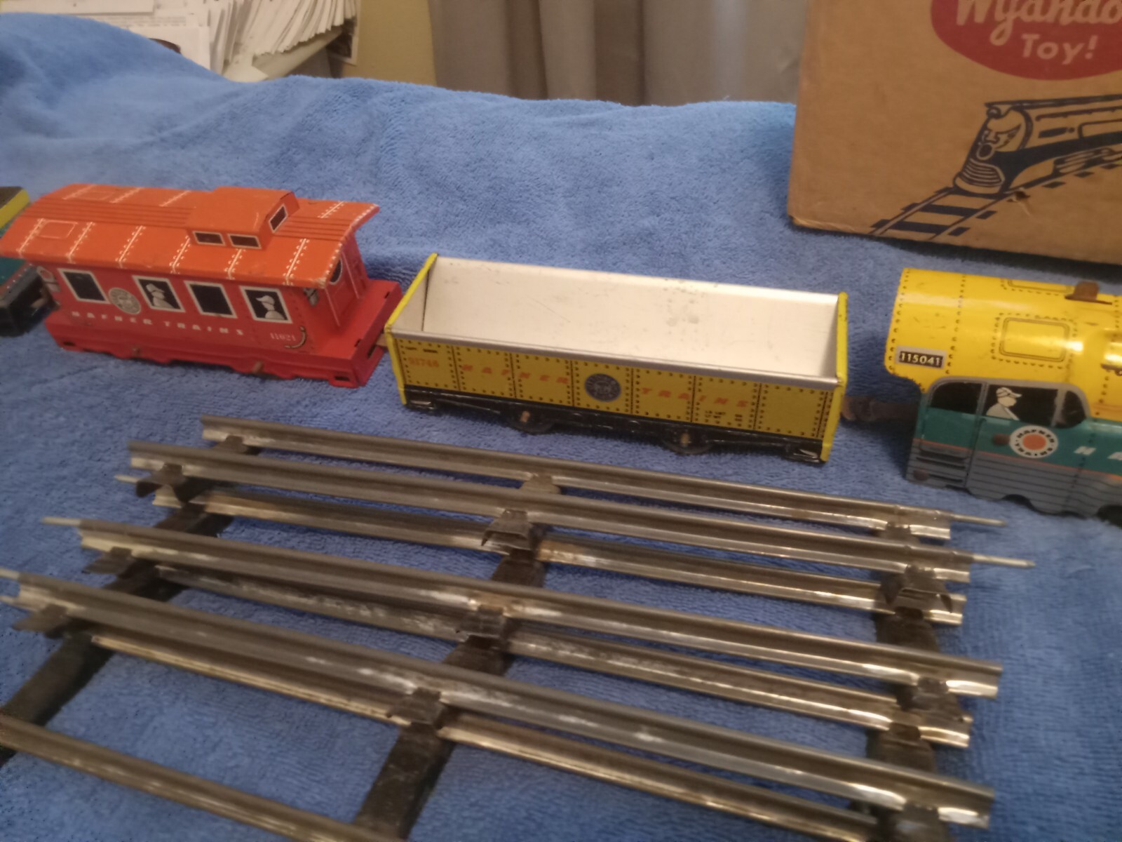 VTG 50s Hafner Tin Toy Train Set 115041 – Working with Track And Box