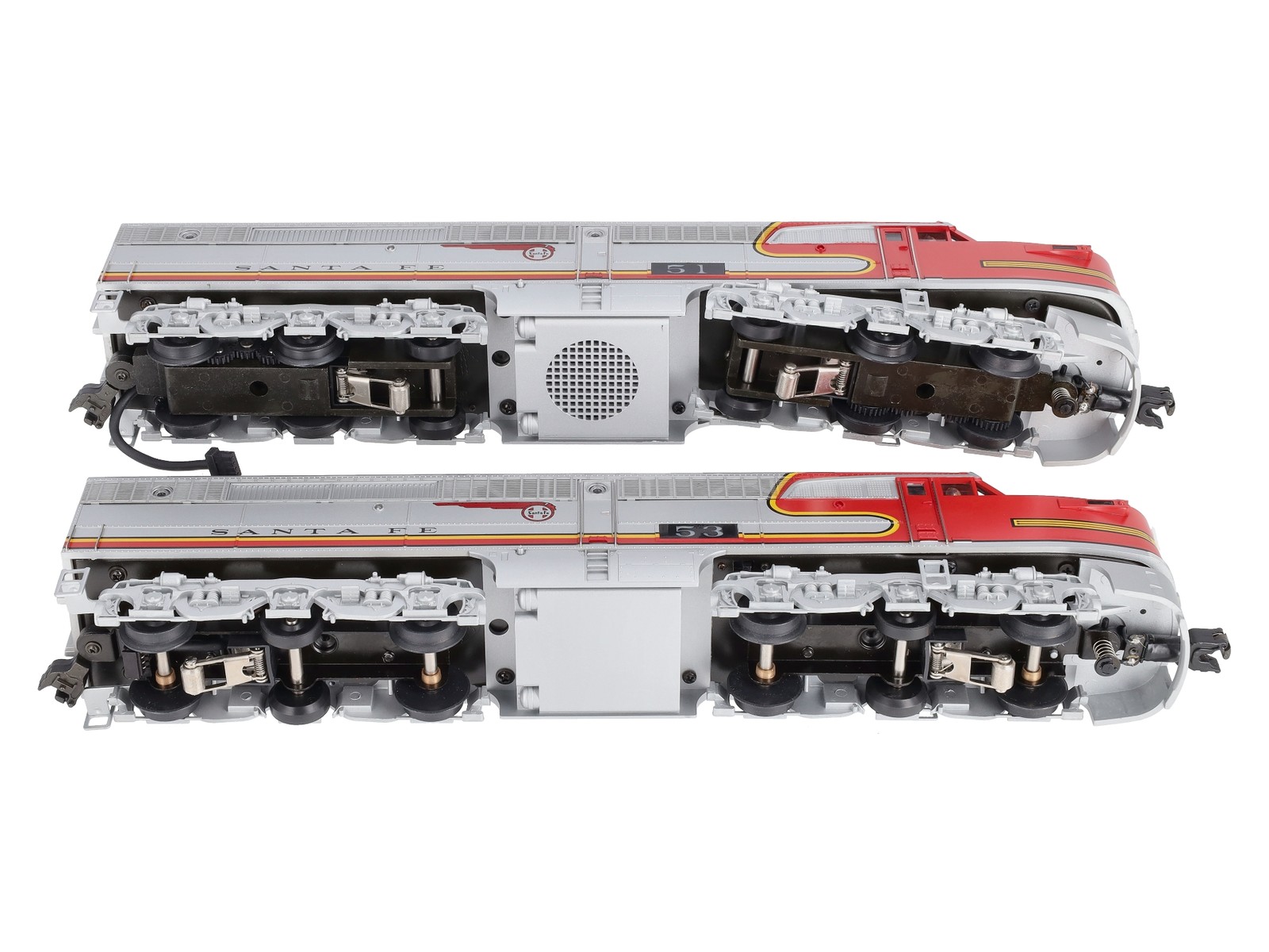 MTH 20-2024-0 O Santa Fe Alco PA AA 3 Rail Horn Diesel Engine Set w/PS1 #51/53
