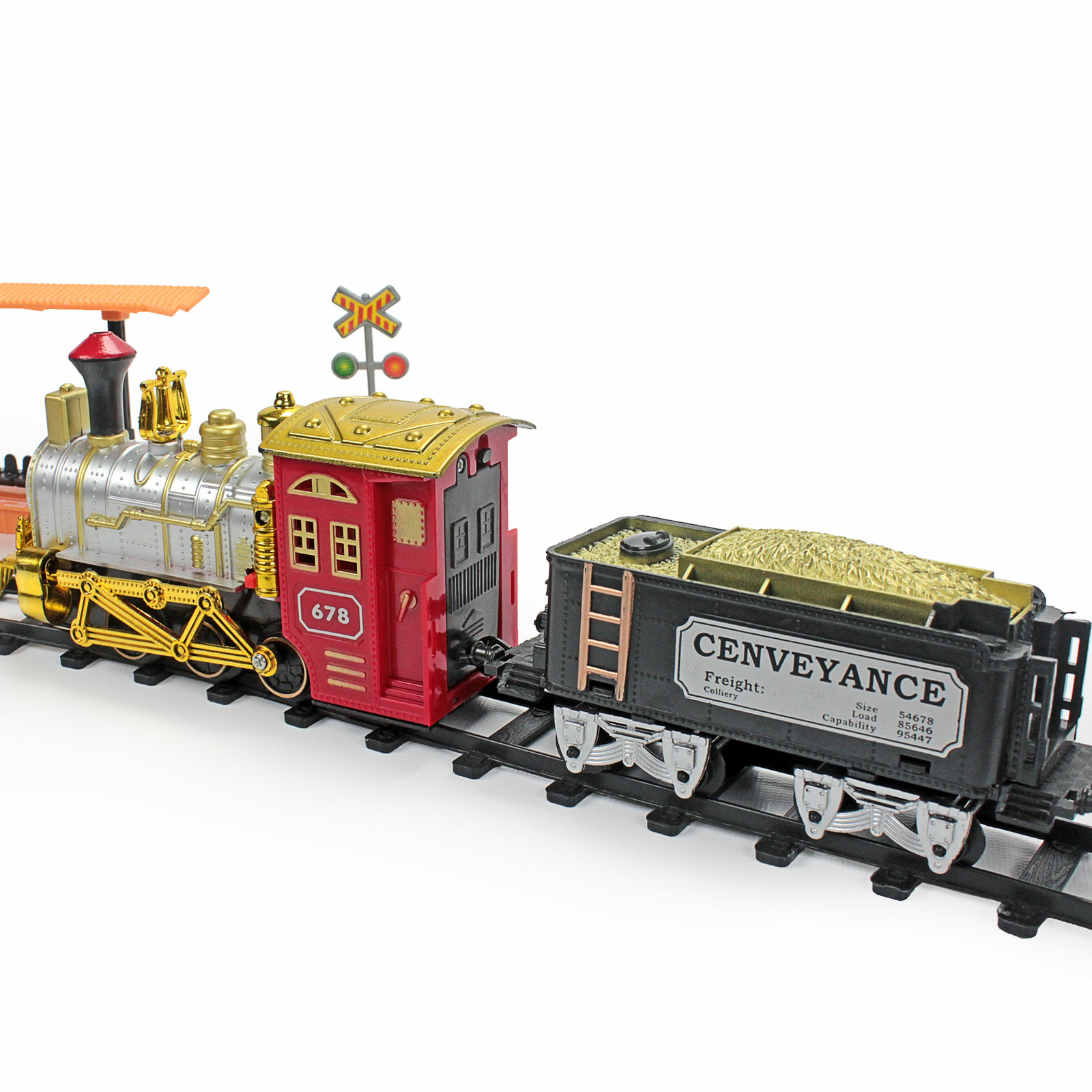 Toy Train Rail King Realistic Locomotive for Children Kids Smoke Sound