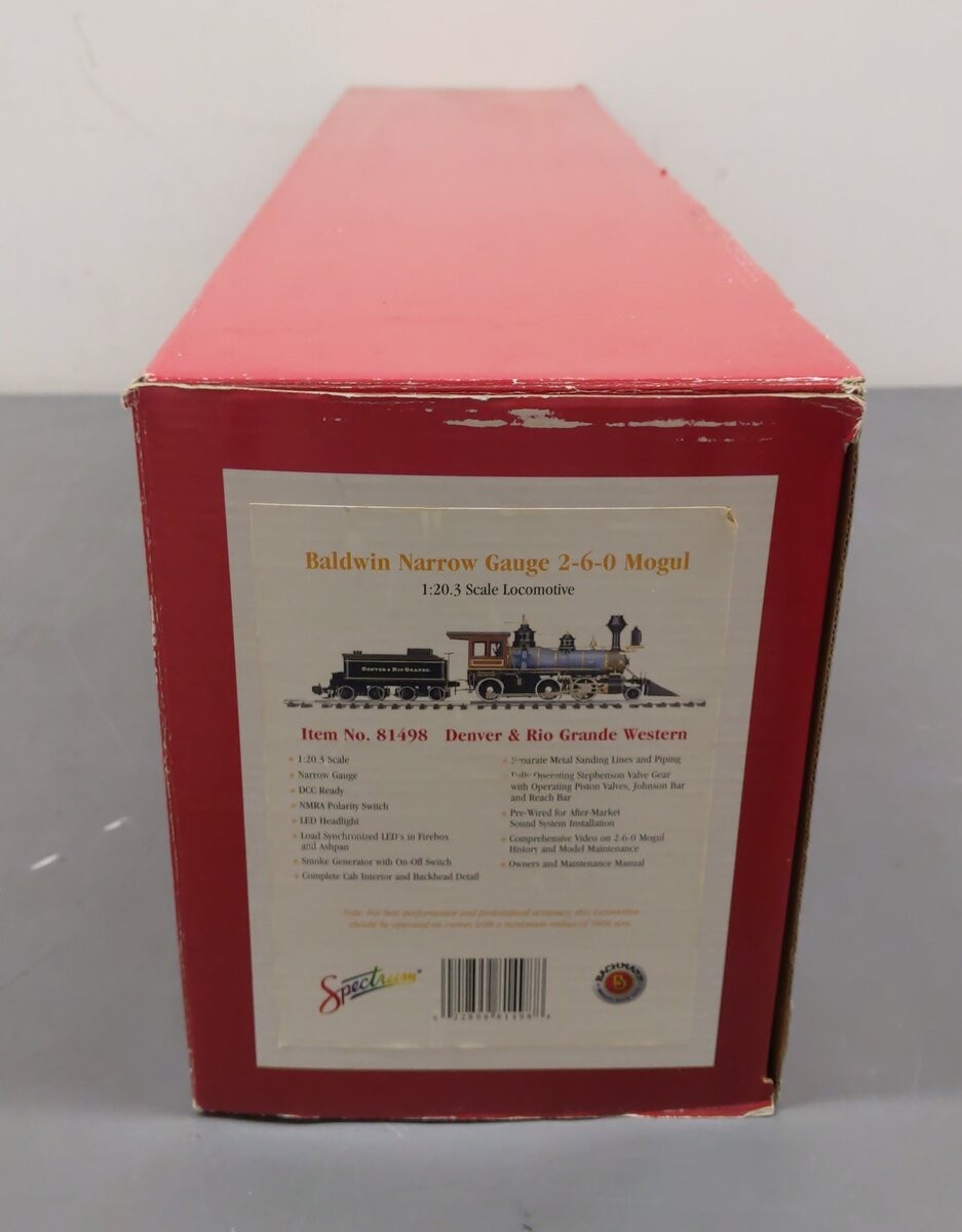 Bachmann 81495 1:20.3 Narrow Gauge Baldwin 2-6-0 Mogul Steam Locomotive & Tender