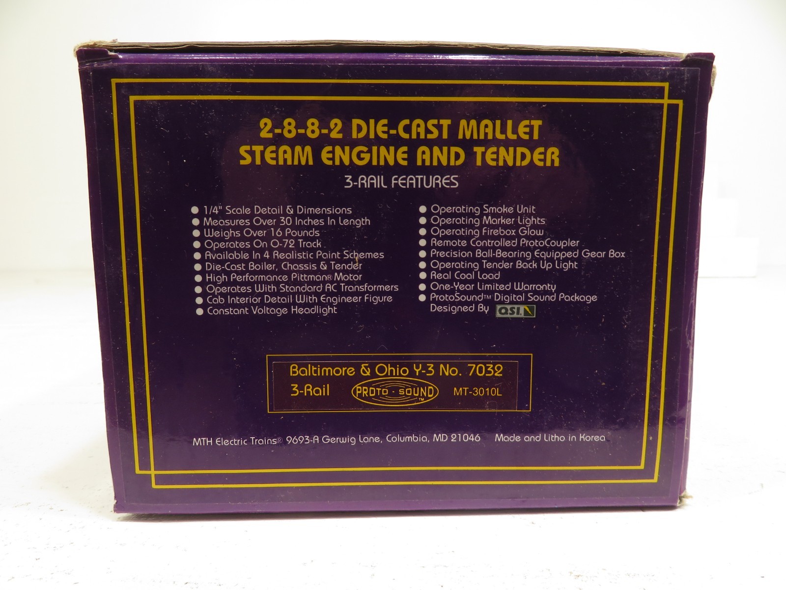 MTH MT-3010L Baltimore & Ohio Mallet Y-3 Loco 2-8-8-2 w/Proto NIB