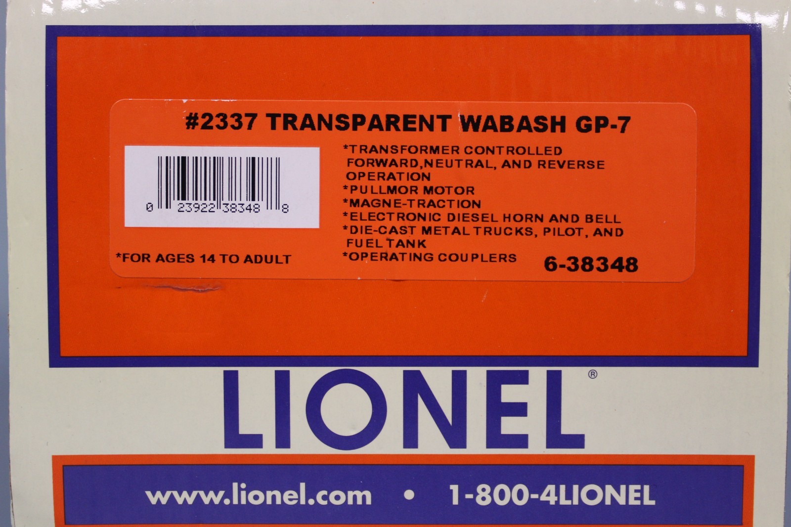 LIONEL 6-38348 Wabash Transparent Conventional GP7 Diesel #2337 (A-1)
