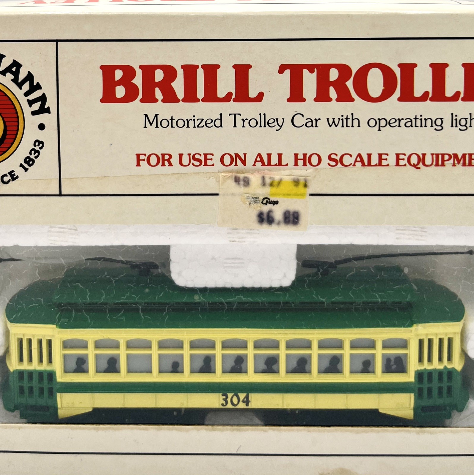 Vintage Bachmann Philadelphia Rapid Transit Brill Trolley w Lights HO Scale