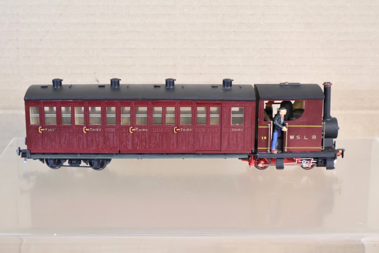 KIT SCRATCH BUILT ROCO O-16.5 WSLR 0-4-0 NARROW GAUGE LOCOMOTIVE & COACH ol