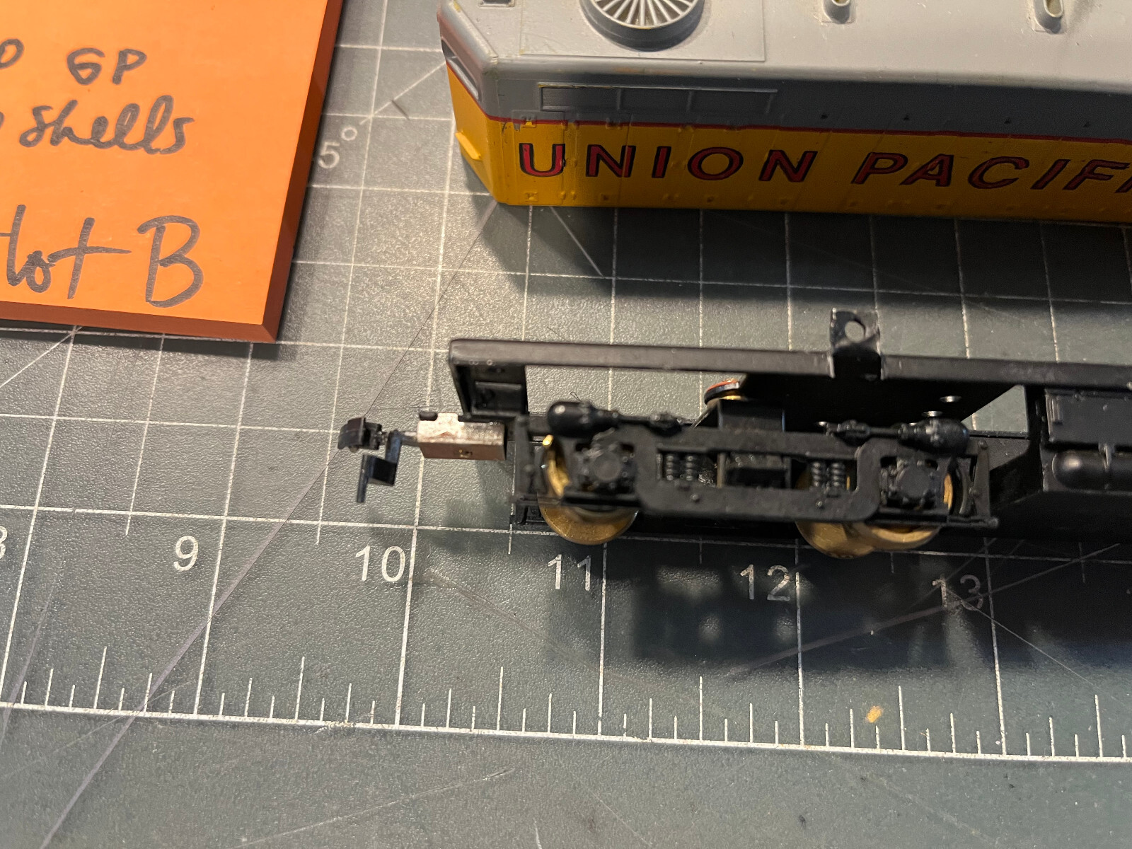 HO Train 2 UP DIESEL SHELLS & 1 STAMPED METAL MICRO CAST JAPAN FRAME PART LOT B