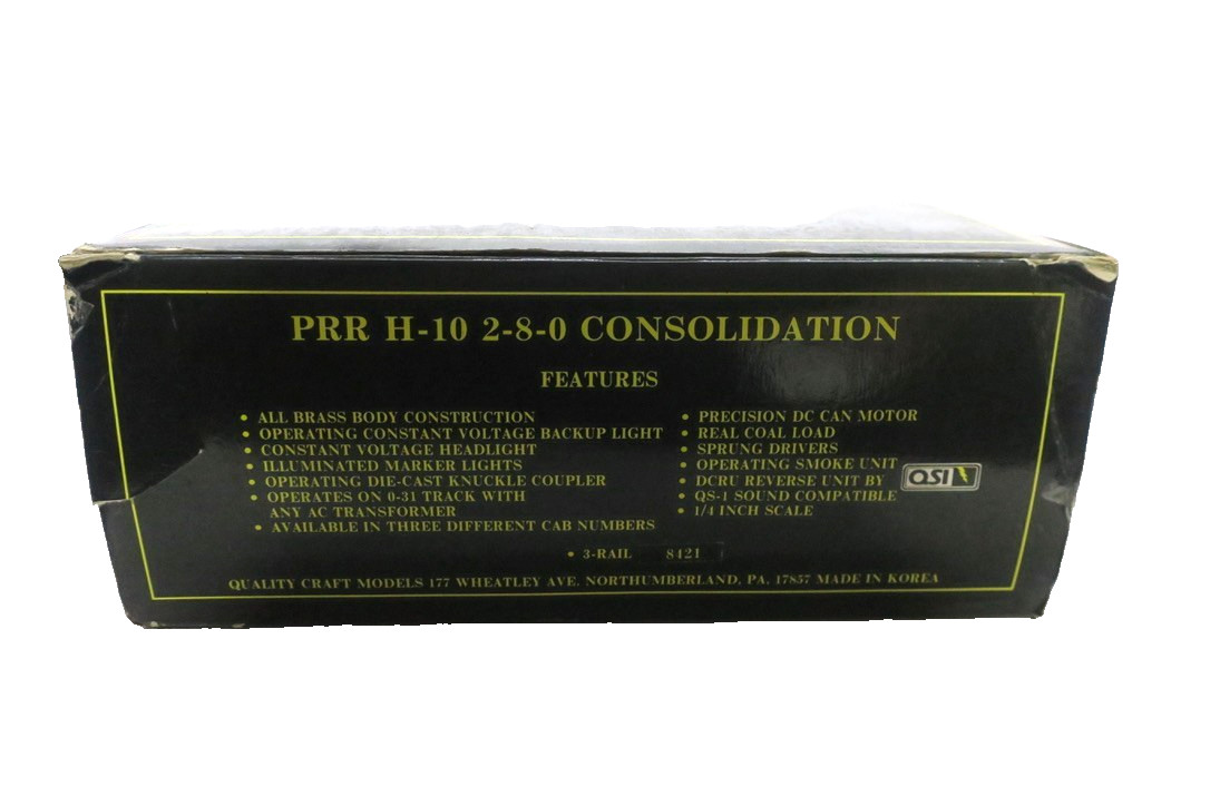 Weaver # 8421 PRR H-10 Consolidation Steam Locomotive Tender Original Box 3 Rail
