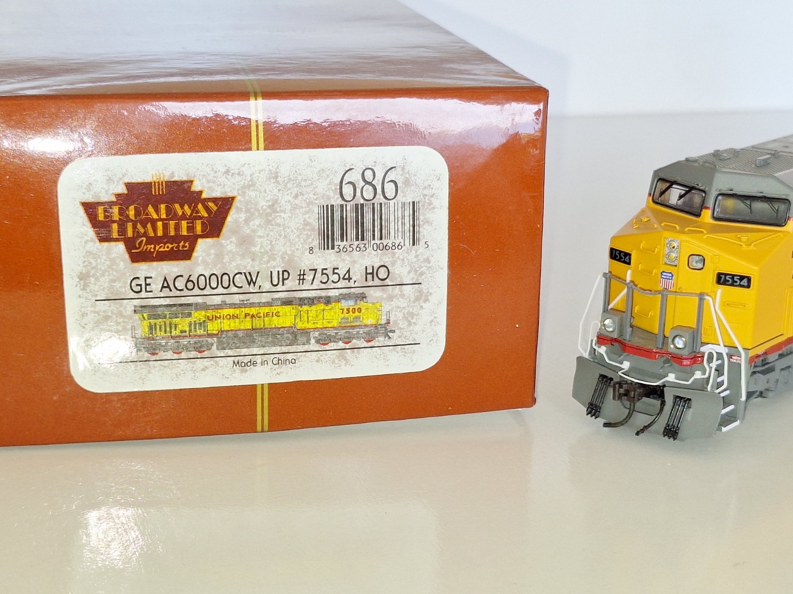 Broadway Ltd DCC & Sound, Union Pac.GEAC6000CW 7554. Excell cond.HO scale.Boxed