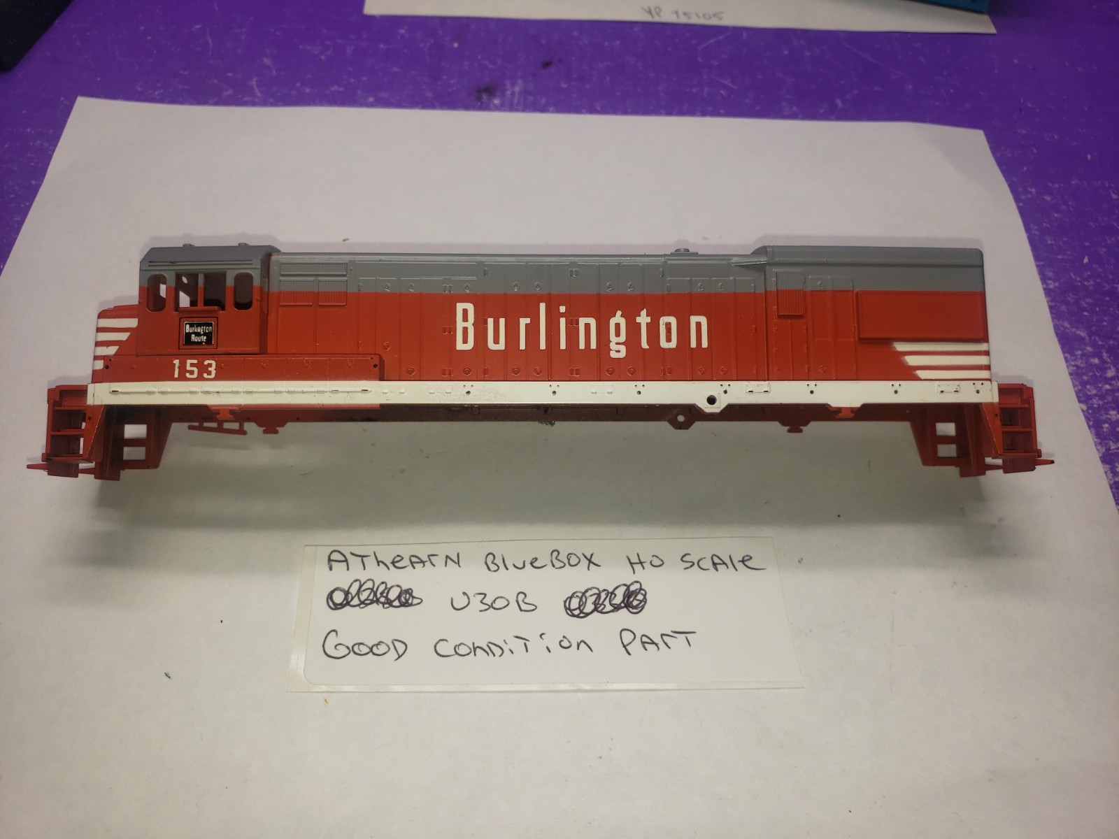 U30B SHELL ONLY ATHEARN BLUE BOX HO SCALE Burlington Route 153 Excellent Cond