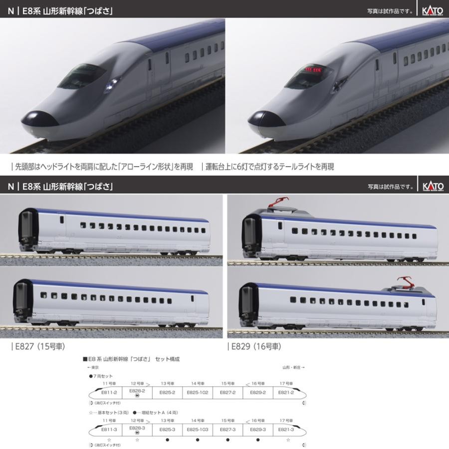 N Gauge E8 Series Yamagata Shinkansen Tsubasa 7-Car Set 10-2050 New in Box