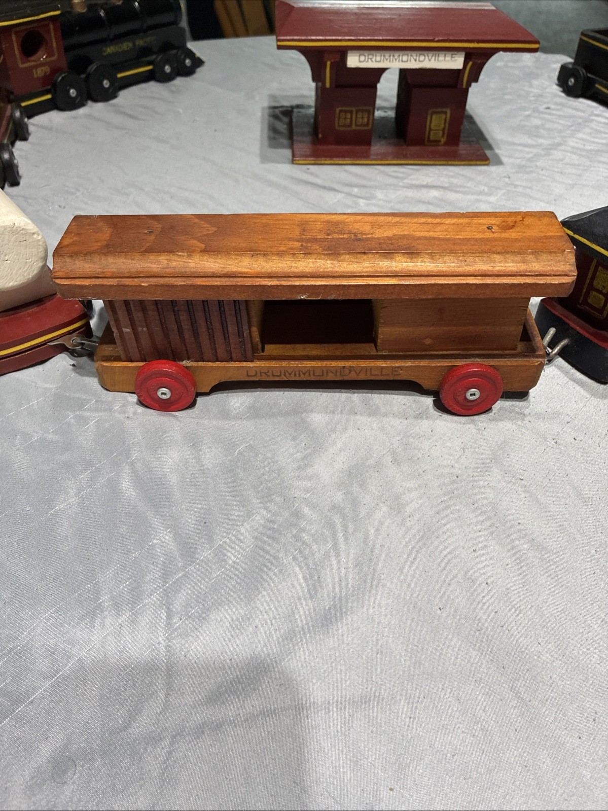 Quebec Canada Folk Art Wooden Train Set Handmade 1950s Drummondville CN/CP CRINO