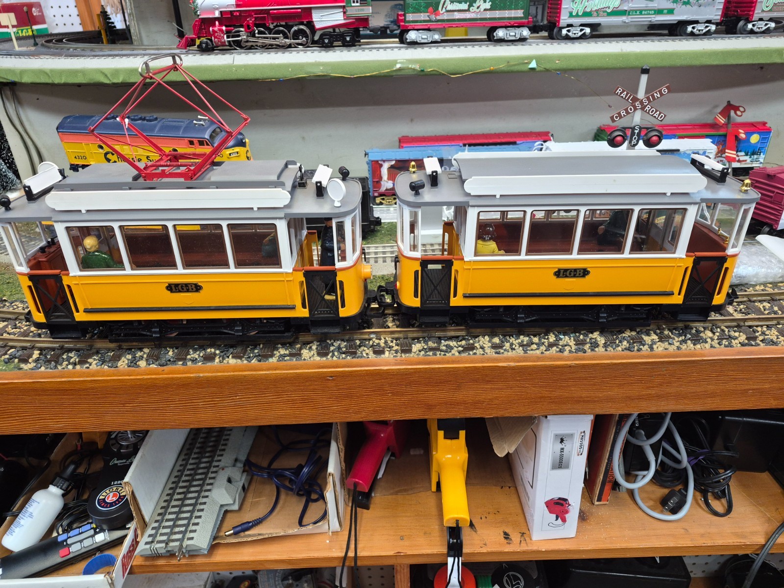 LGB 2035,3500 G SCALE TROLLEY SET POWERED & NON POWERED TRAILER BOXED TESTED