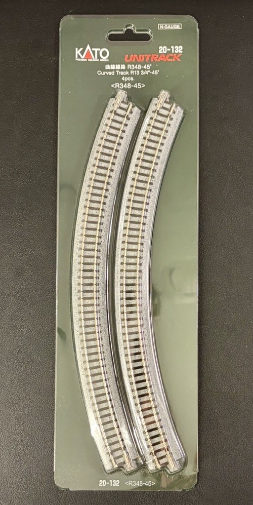 N Scale KATO Curved Track R13 3/4”-45 Degree 4pcs 20-132 NIB.