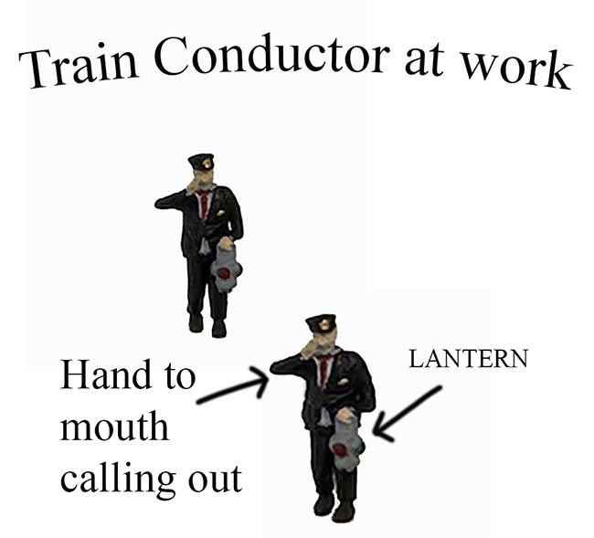 O Scale Train Conductor with his Railroad LANTERN FINISHED 1/48 scale figure