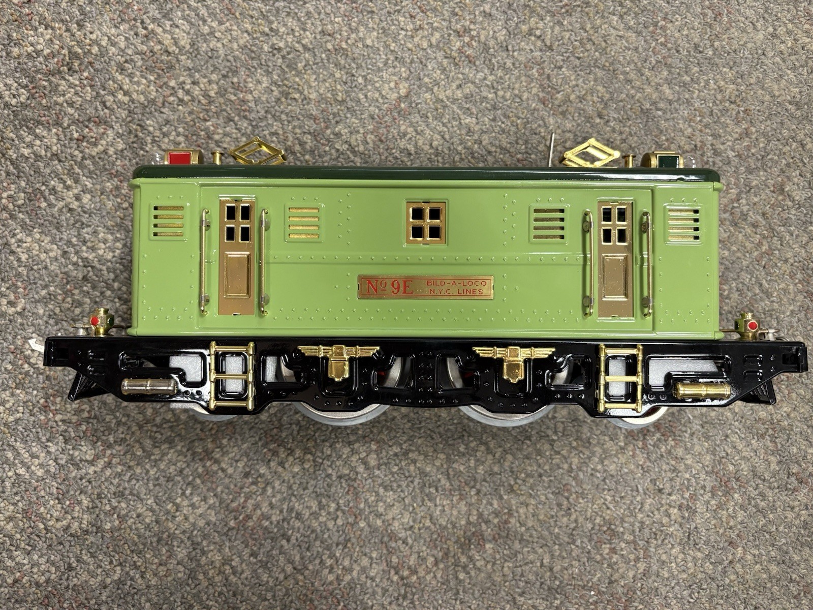 + MTH Standard Gauge Tinplate Two Tone Green 9E Locomotive Traditional 10-1066-0
