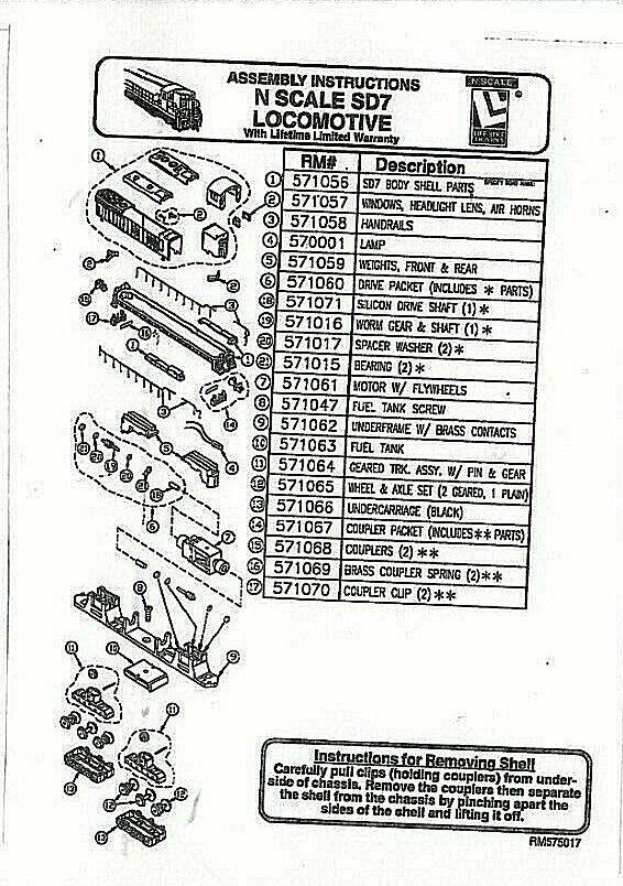 N Life-Like 7780 EMD SD-7 B&O Chessie System Loco #1827 (Tested-Rapido cplrs)