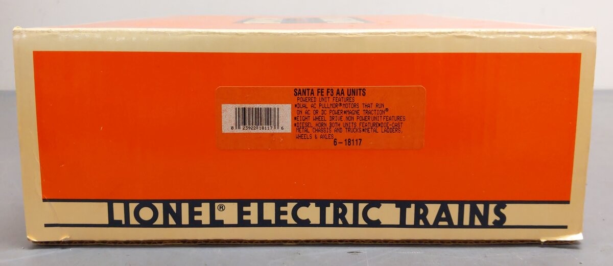 Lionel 6-18117 O Gauge Santa Fe Blue/Yellow F3 AA Diesel Set NIB