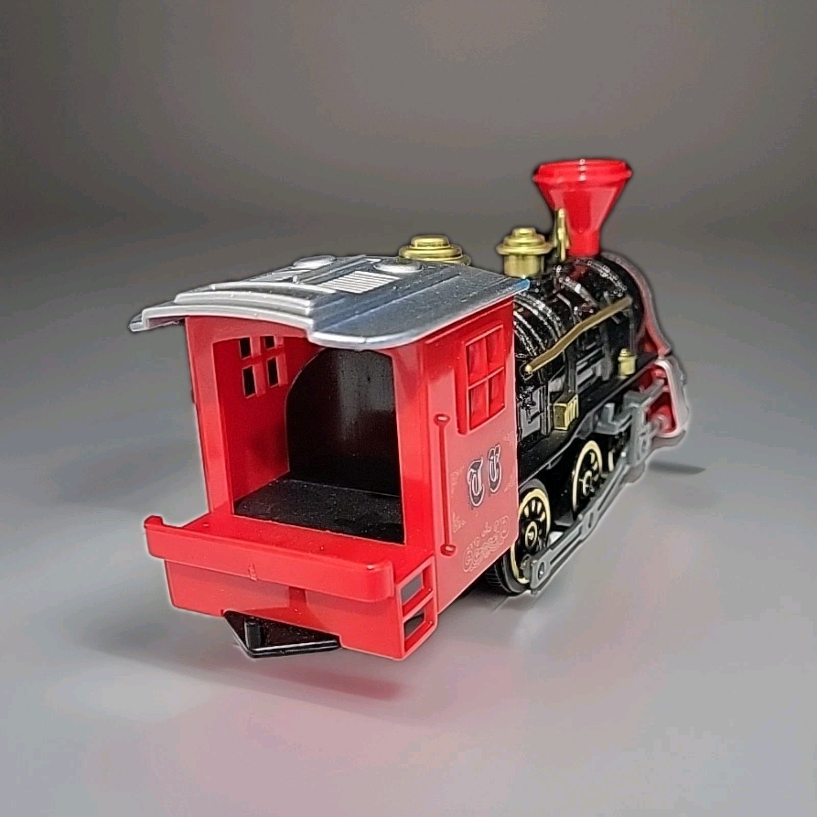 Vintage ToySmith 7042 Pull Back Train Locomotive Toy Red Black Gold 08/13/325