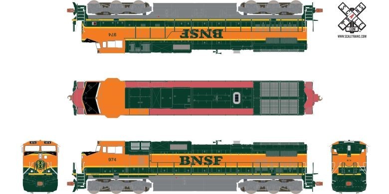 HO ScaleTrains Operator SXT10677 BNSF #974 GE C44-9W Diesel “H1” Scheme