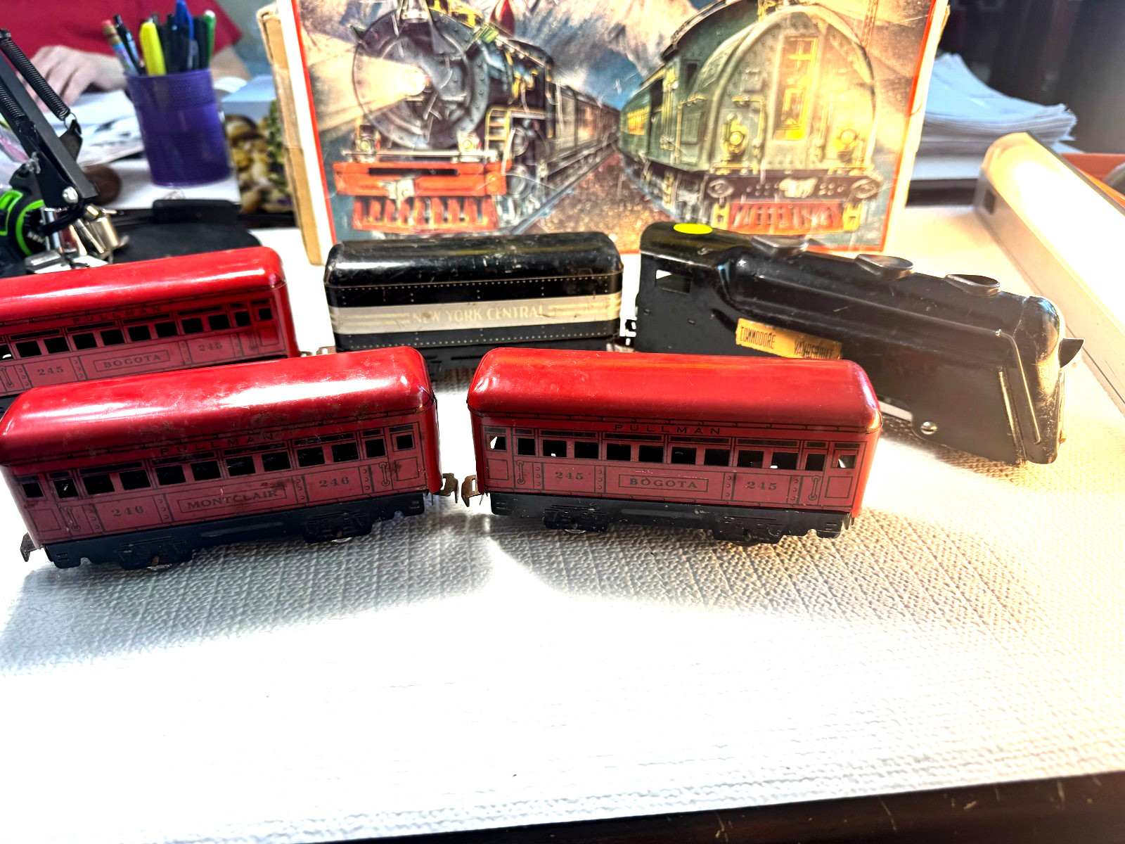 🚂 O SCALE- MARX – VINTAGE 0-4-0 LOCO, TENDER, PASSENGER CARS -TIN 💥L2502