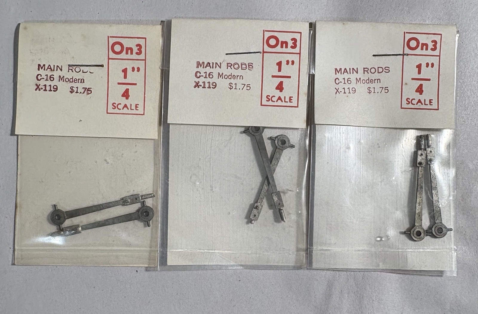 Grandt Line On3 Scale X-119 Main Rods C-16 Modern Cast Metal Locomotive NOS