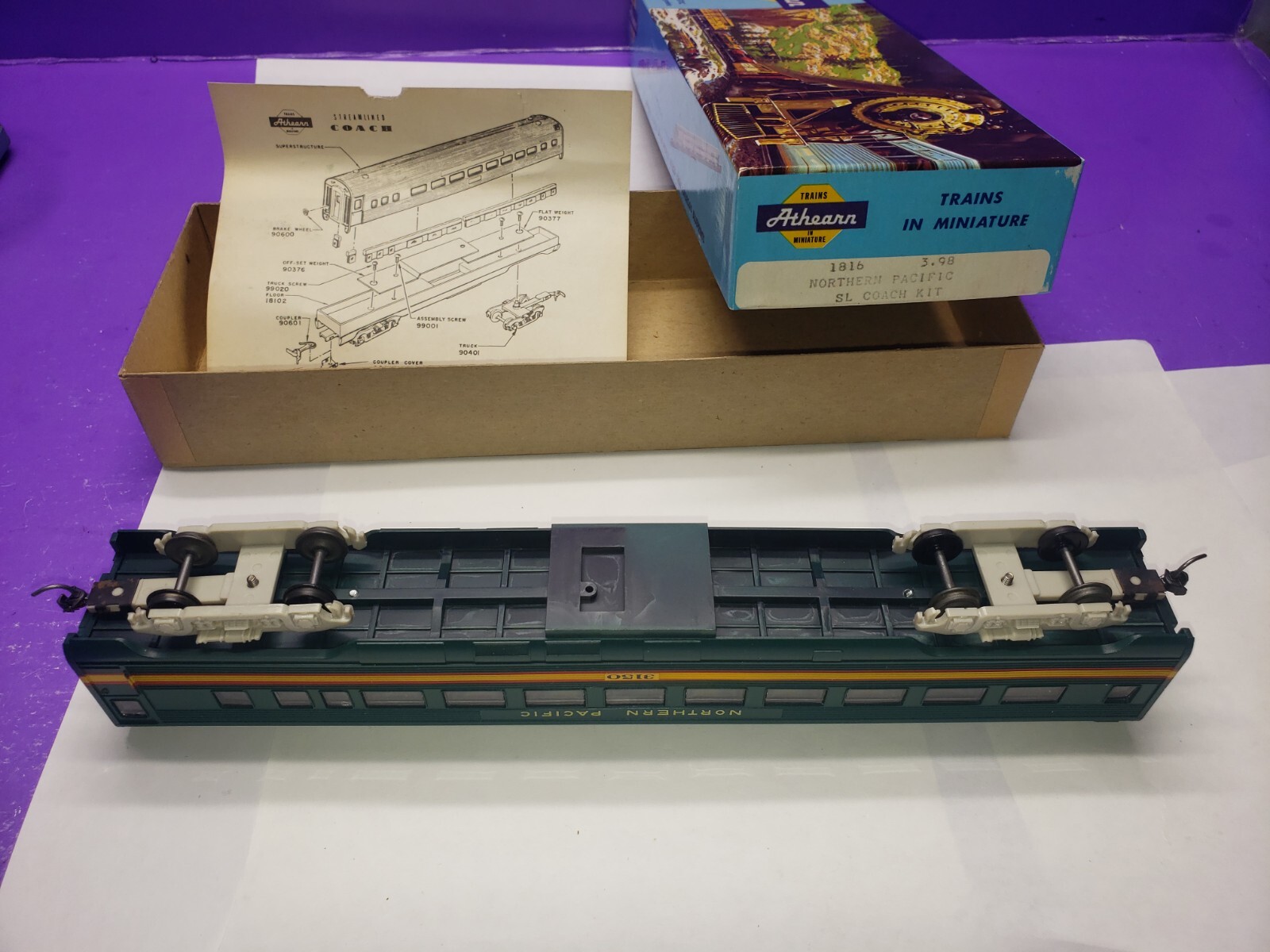 N P RAILWAY EXPRESS COACH CAR 3150 Athearn HO Scale Northern Pacific With Box