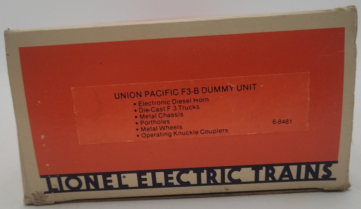 Lionel 6-8481 O Gauge Union Pacific F3 B-Unit Non-Powered Diesel Locomotive/Box