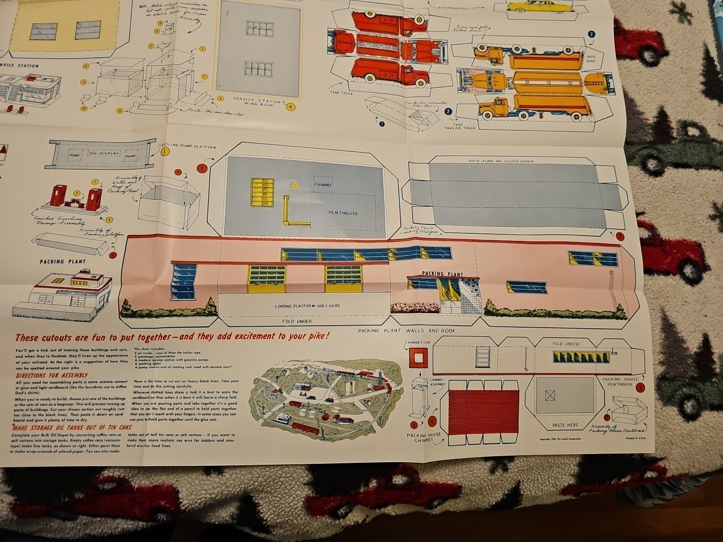 VINTAGE 1952 LIONEL TRAIN RAILROAD EXCITING ACTION MODELS 28X42