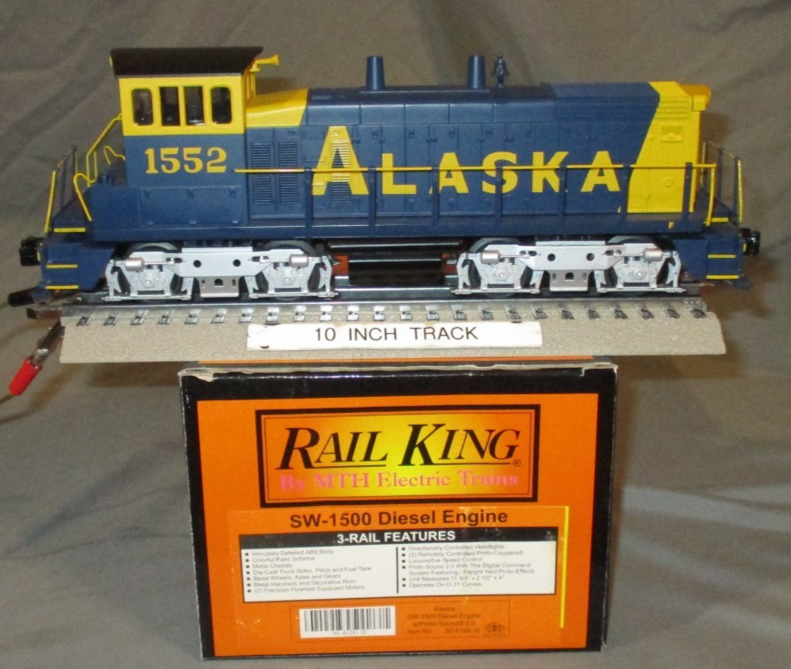 MTH 30-4158-1E Alaska ARR #1552 Dual Mtr SW-1500 w/ PS2-3v O/027 ga. wks/ Lionel