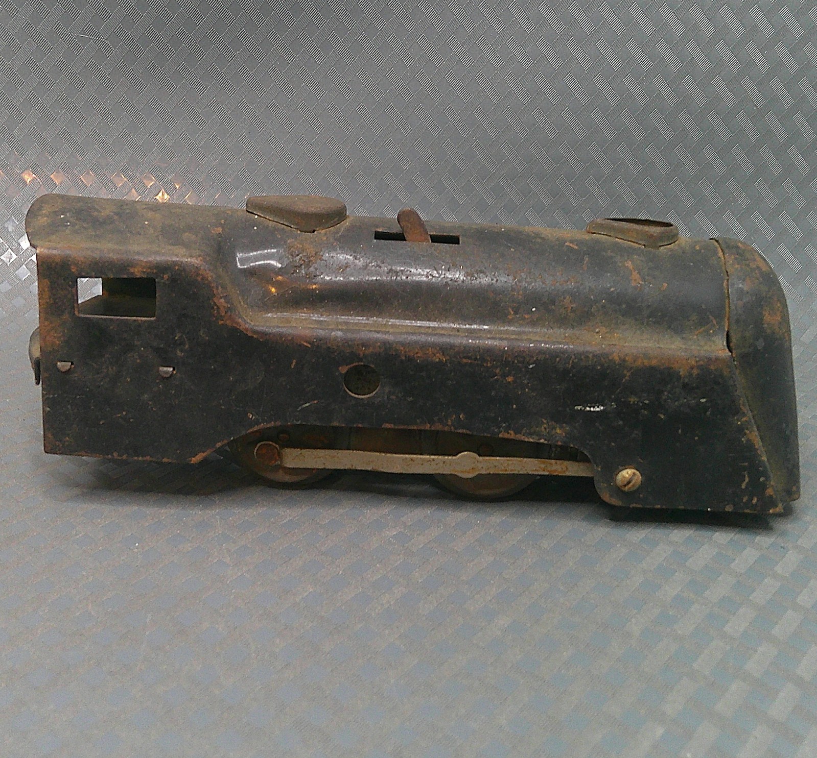 Vintage 1940s Pressed Steel Marx Steam Engine Locomotive Train Metal Black USA
