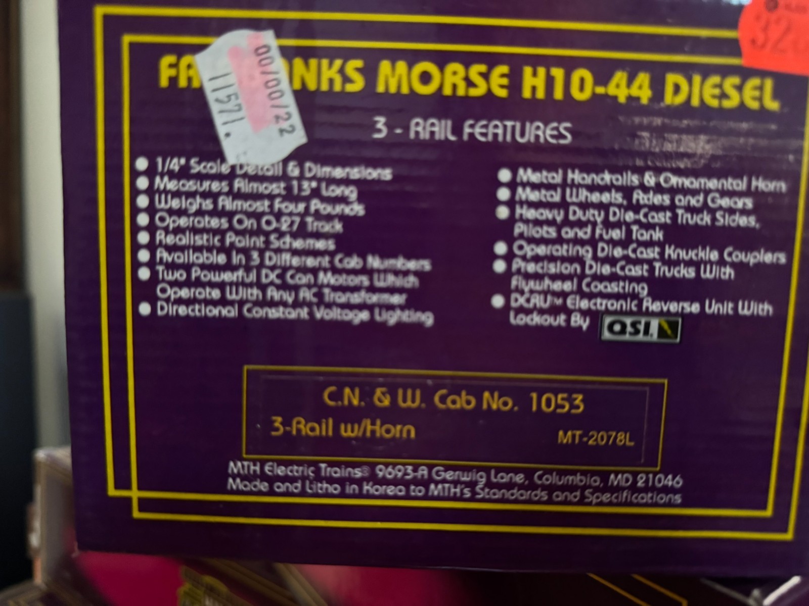 MTH C&NW Fairbanks Morse H10-44 Diesel Engine w/Horn New in Box