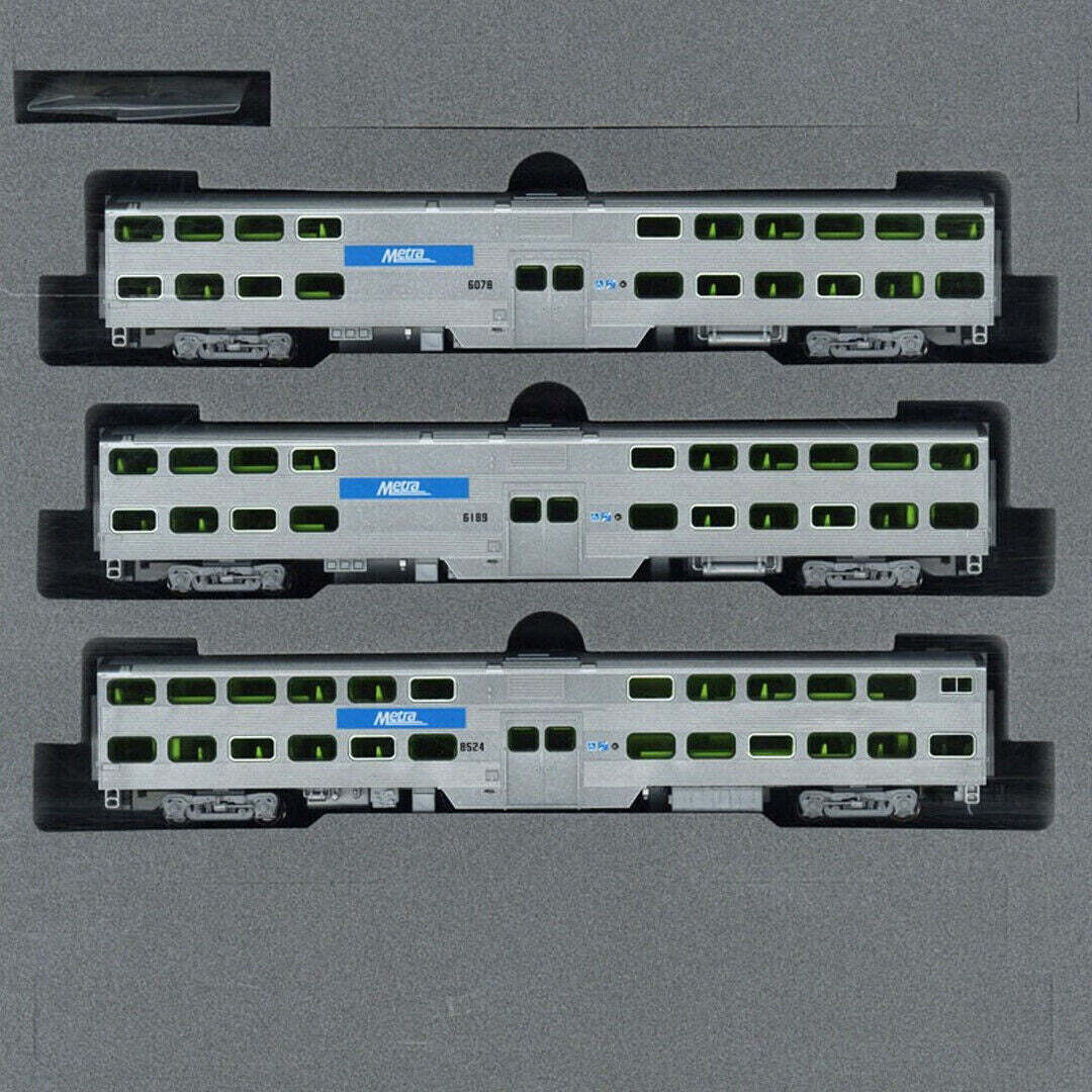 New Kato 1068703 N Scale Chicago Metra (3) Bi-Level Passenger Cars Gallery