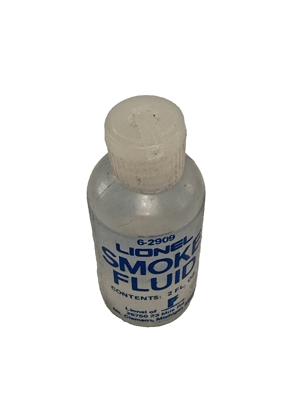 Vintage, Original Lionel SMOKE Fluid, 2oz Bottle, 6-2909, Clear, Almost Full