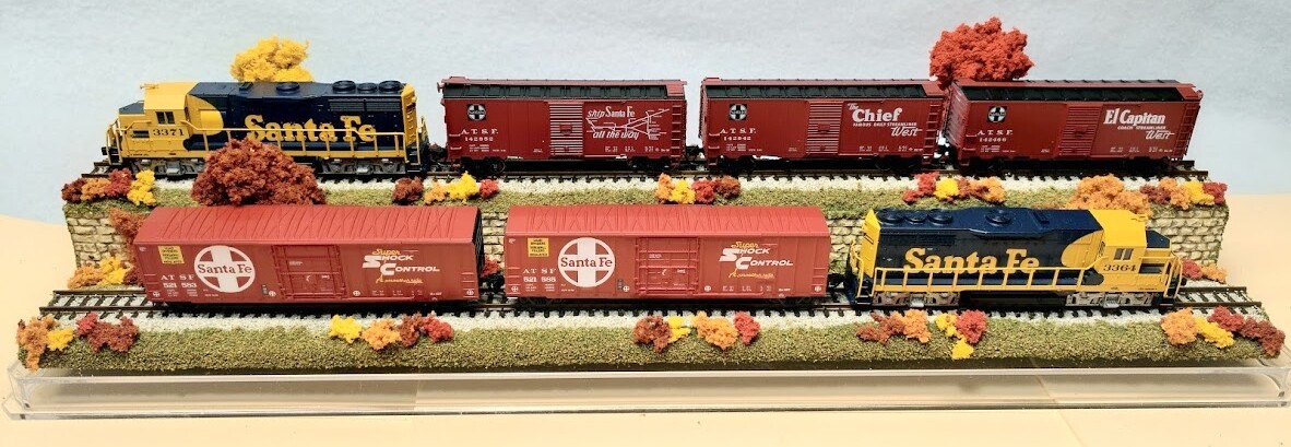 N SCALE 16″ 2-LEVEL TRACK -FALL SCENE-DISPLAY CASE -FOR ANY N TRAIN