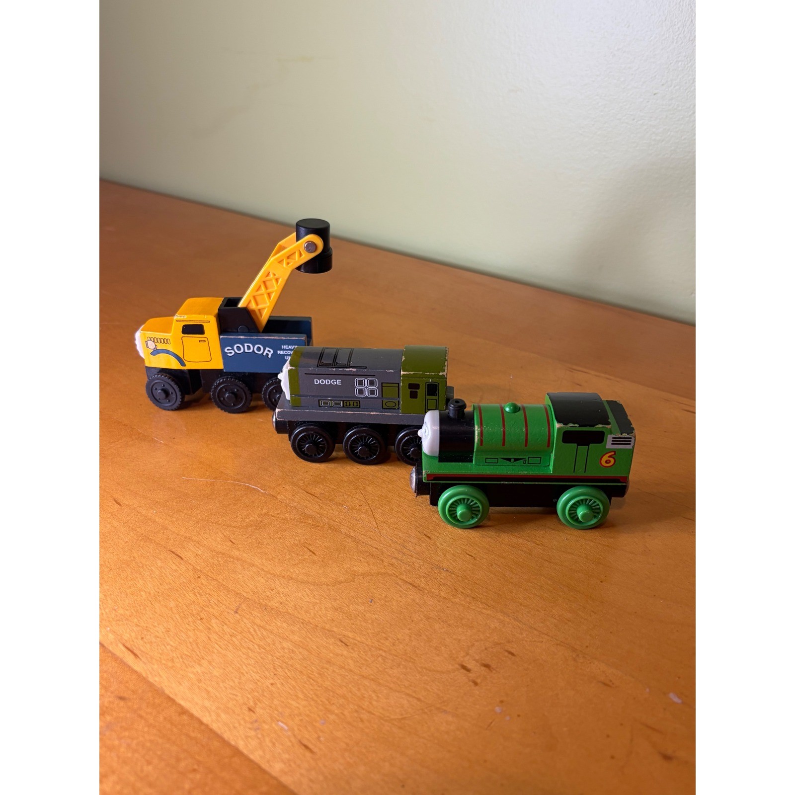 Thomas & Friends Wooden Railway Percy Butch Dodge Train Lot 3pc Sodor Magnetic